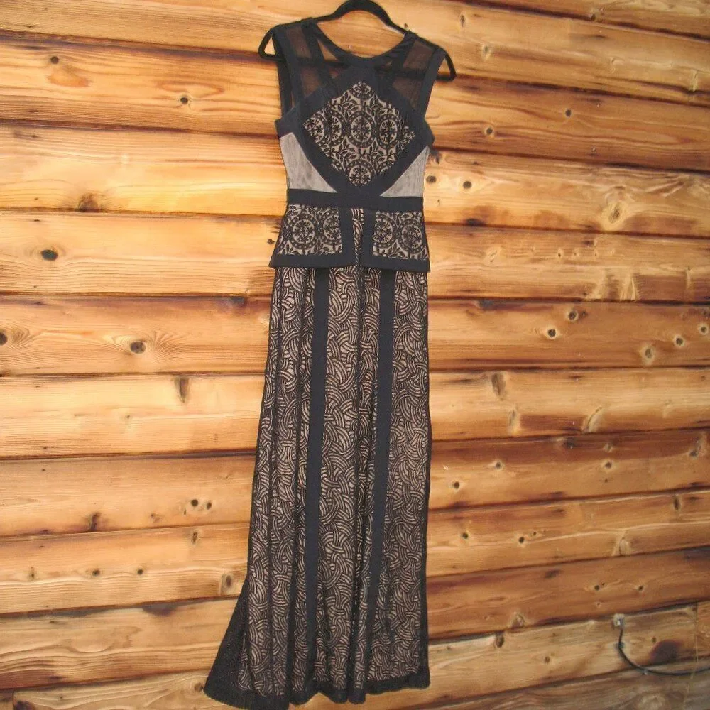 BCBG MAX AZRIA Viviana illusion lace peplum gown Black - Picture 3 of 11